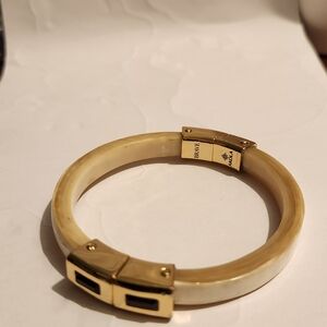 Gold and Cream Bangle Bracelet